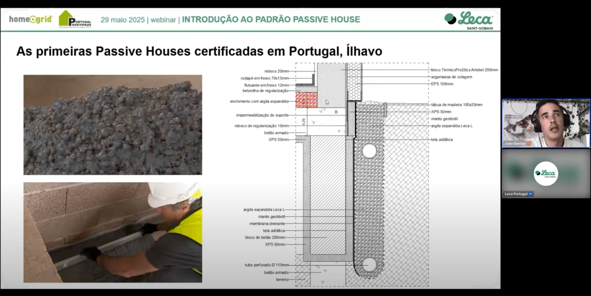 Momento da apresentação no webinar Leca dedicado à Passive House.